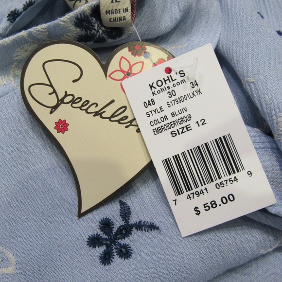 NEW Speechless Blue Embroidered Flower Dress 12 - Picture 3 of 5